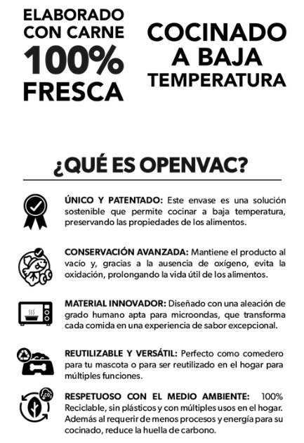 Comida Cocinada de Ternera Fresca SIN CEREALES + DIGESTIÓN SUAVE y PROTEÍNA PREMIUM para perro Adulto/Senior (también Esterilizado) cualquier tamaño