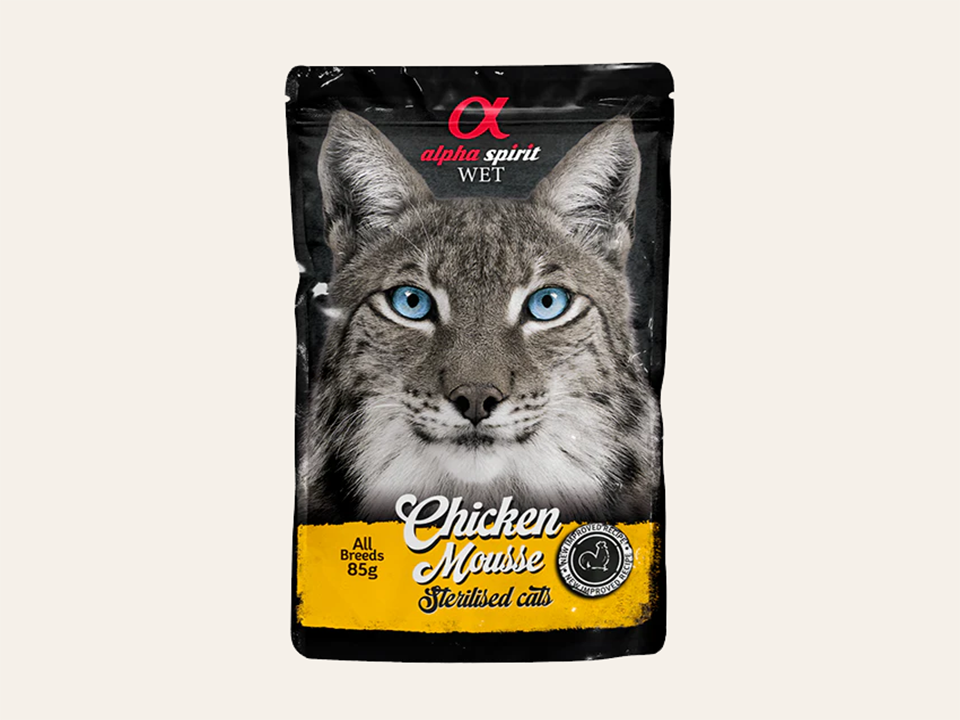 Mousse de Pollo "SIN CEREALES + CONTROL DE PESO & DIGESTIVO" para Gato Adulto Esterilizado