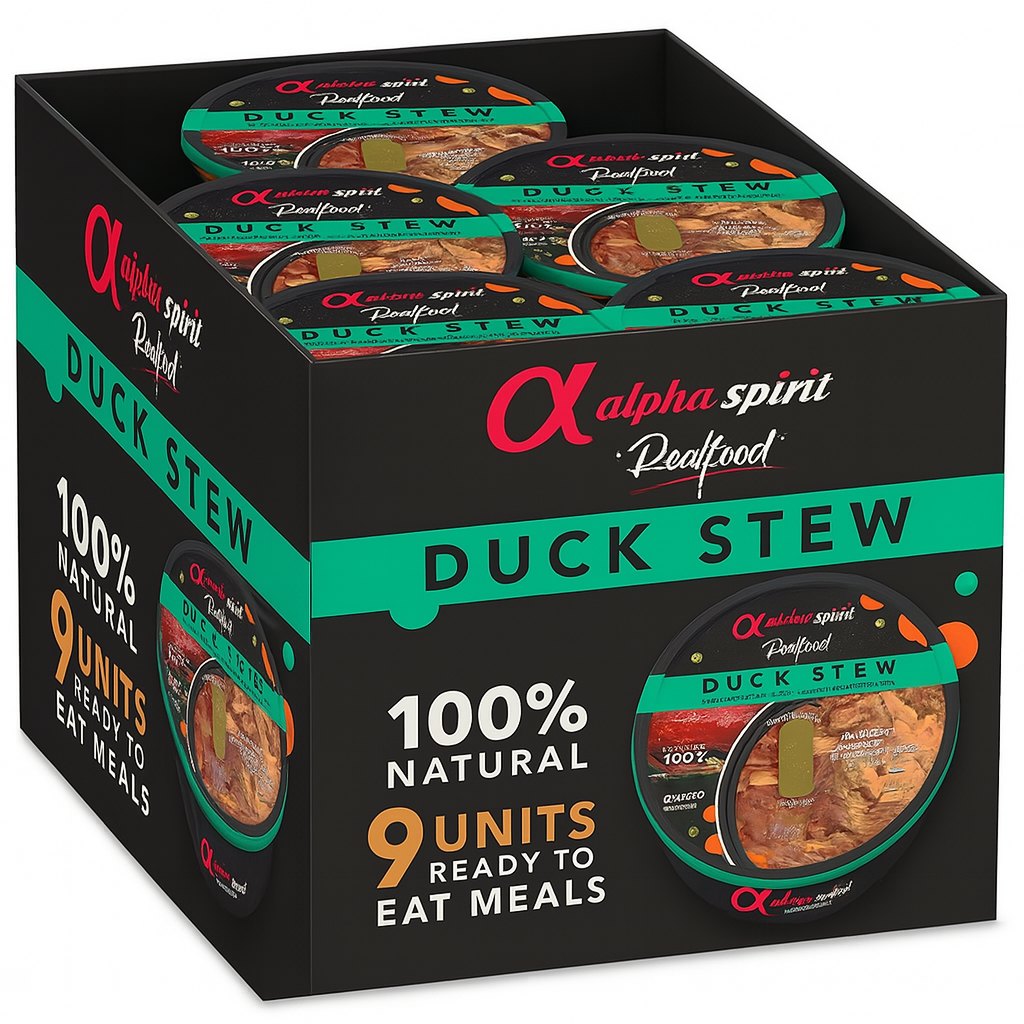 Comida Real Completa Estofado de Pato Fresco "SIN CEREALES + REFUERZO DIGESTIVO E INMUNITARIO" para perro Adulto/Senior cualquier tamaño