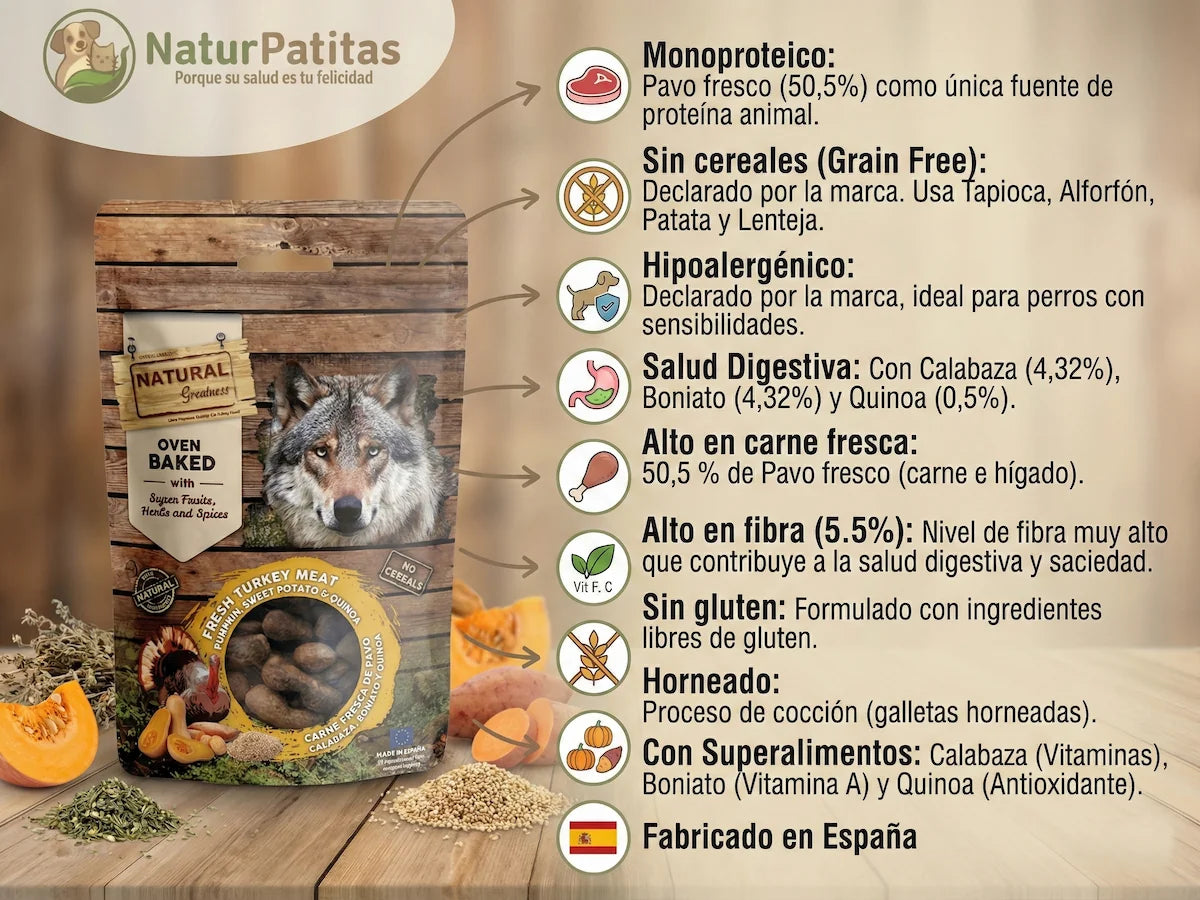 Galletas horneadas de Pavo fresco y Calabaza para Perro de razas pequeñas