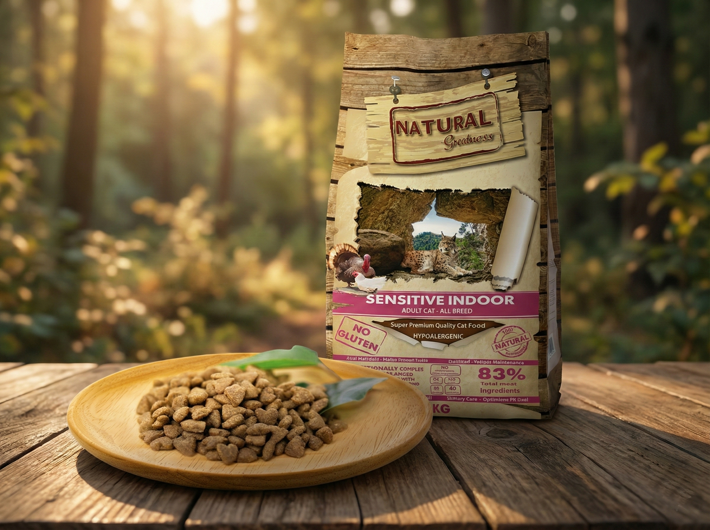 Pienso natural con 40% Pollo fresco y malta para Gato de interior y esterilizado