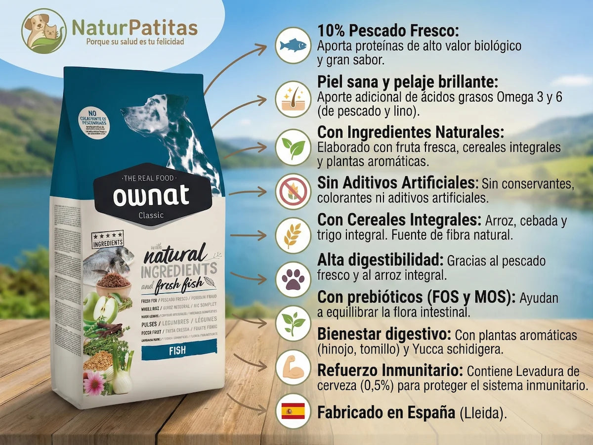 Pienso natural con 10% pescado fresco para perro adulto ideal para piel y pelo
