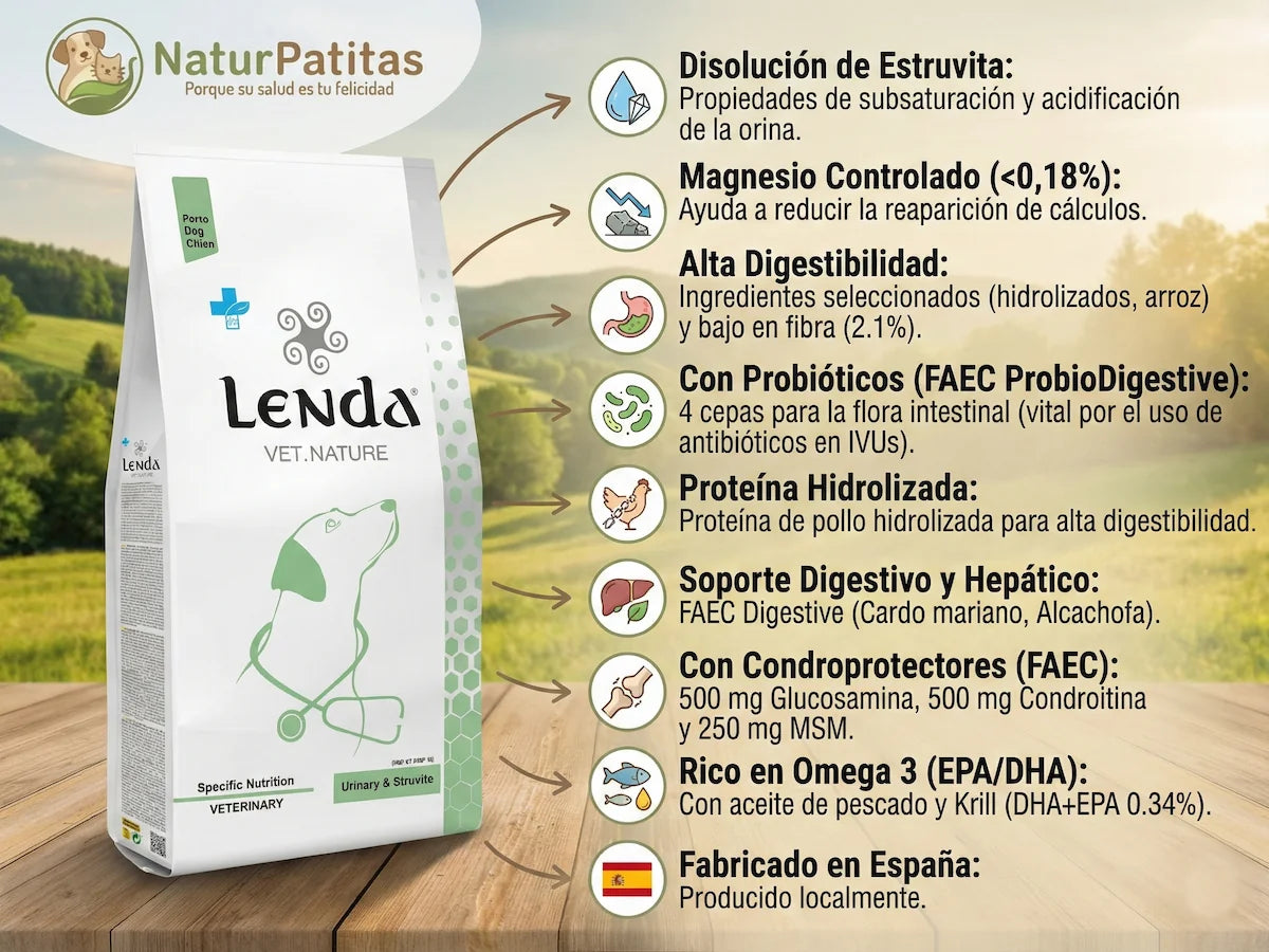 Saco de pienso veterinario urinario de Pollo hidrolizado para Perro con problemas de estruvita