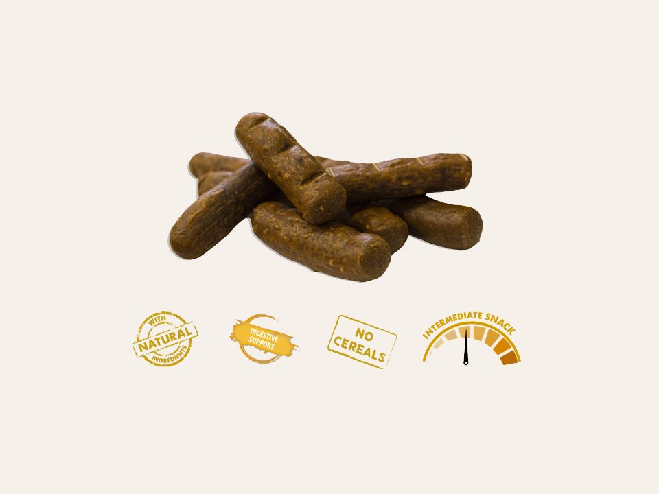CADUCIDAD: 11/26 - Snack Complementario Funcional Barritas Horneadas de Pavo, Piña y Coco SIN CEREALES + SALUD DIGESTIVA y ANTIINFLAMATORIO para Perro Adulto/Senior (también Esterilizado) cualquier tamaño