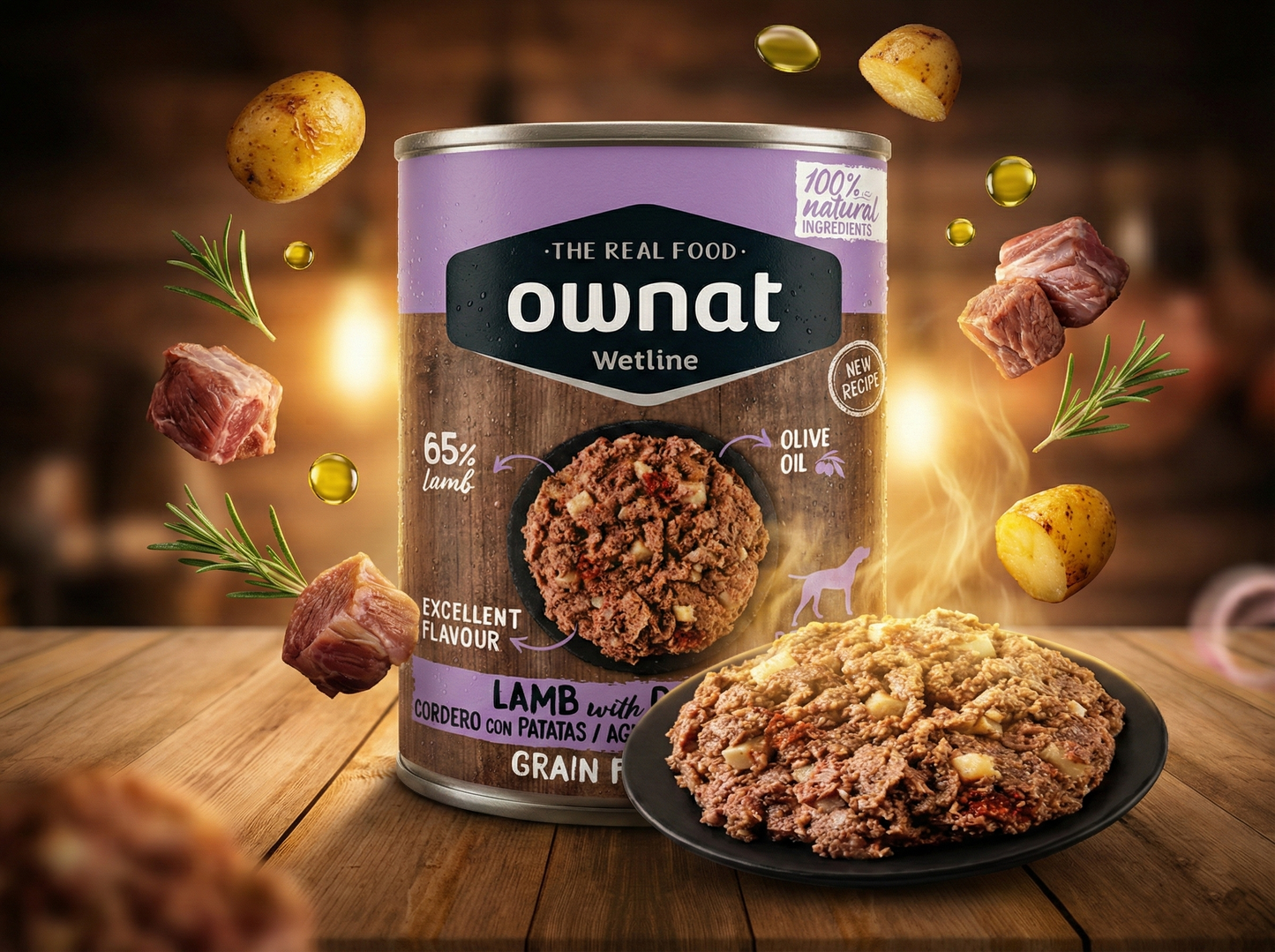 Paté Completo de Cordero con Patatas "SIN CEREALES & ALTA DIGESTIBILIDAD & PIEL Y PELAJE" para Perro de cualquier edad y tamaño