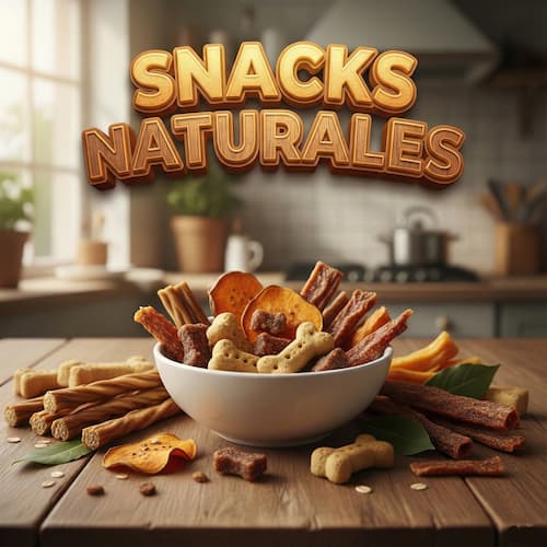 Variedad de snacks naturales para perros y premios saludables deshidratados de carne y verduras sin aditivos.