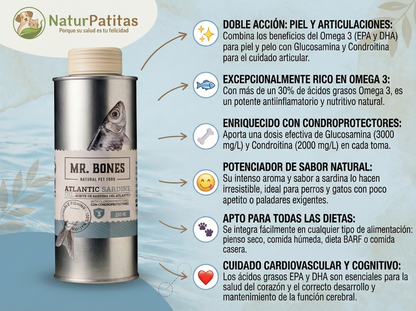 Suplemento de Aceite de Sardina "ENRIQUECIDO CON CONDOPROTECTORES" para Perro & Gato
