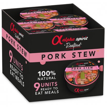 Comida Real Completa Estofado de Cerdo Fresco "SIN CEREALES + REFUERZO DIGESTIVO E INMUNITARIO" para perro Adulto/Senior cualquier tamaño