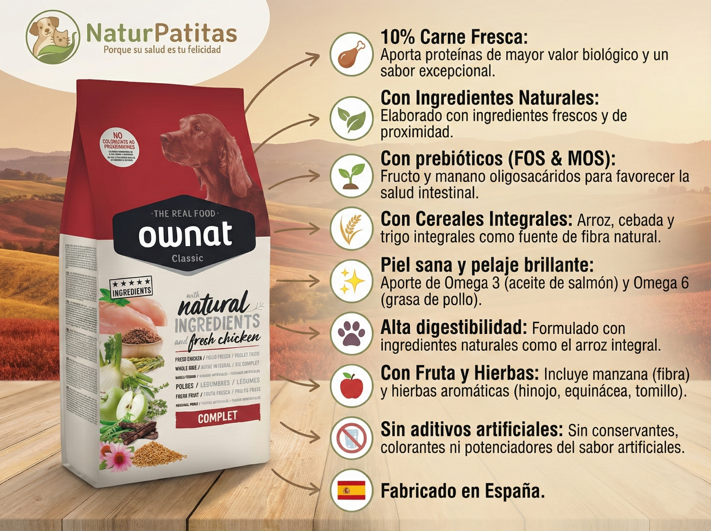 Pienso de Carnes Deshidratadas y Pollo "CON CEREALES Y GLUTEN + DIGESTIVO & PIEL Y PELO SANO" para Perro Adulto/Senior tamaño Grande/Gigante