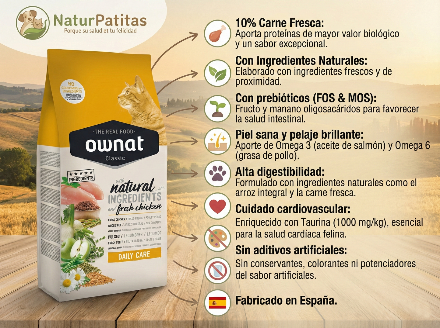 Pienso de Pollo y Pescado "CON CEREALES Y GLUTEN + SALUD CARDÍACA & ALTA DIGESTIBILIDAD" para Gato Adulto/Senior