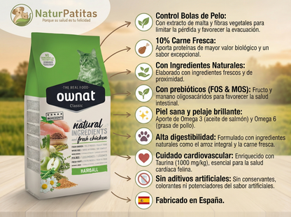 Pienso de Pollo y Pescado "CON CEREALES Y GLUTEN + CONTROL BOLAS PELO & PIEL Y PELO SANO" para Gato Adulto/Senior
