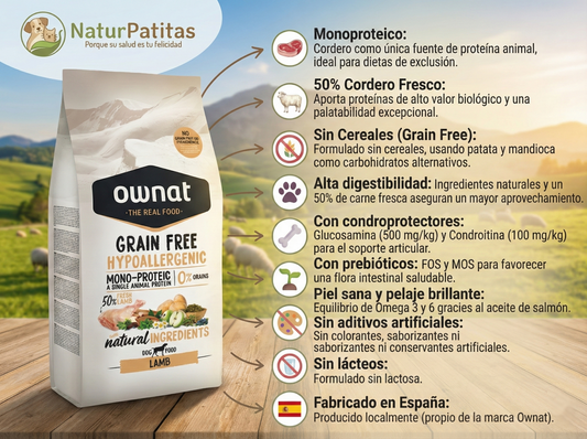 Pienso de Cordero "SIN CEREALES HIPOALERGÉNICO + DIGESTIÓN & ARTICULACIONES" para Perro Adulto/Senior cualquier tamaño