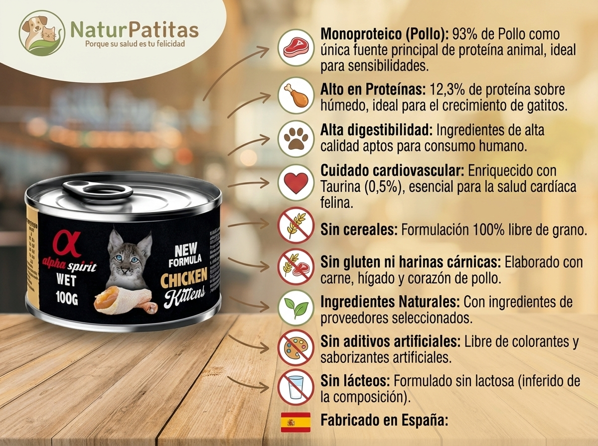 Paté de Pollo "SIN CEREALES + SALUD INTESTINAL, OCULAR & CARDIOVASCULAR" para Gato Gatito/Adulto/Senior también Esterilizados