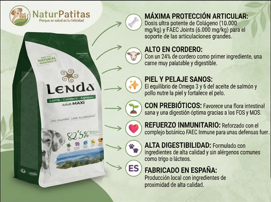 Pienso de Cordero y Pollo "CON CEREALES SIN GLUTEN + PROTECCIÓN ARTICULAR & DIGESTIVA" para Perro Adulto/Senior de tamaño Grande/Gigante