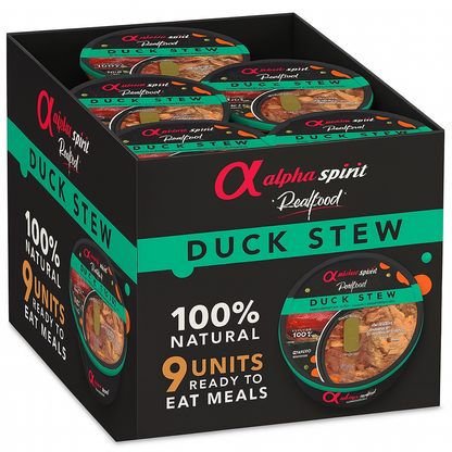 Comida Real Completa Estofado de Pato Fresco "SIN CEREALES + REFUERZO DIGESTIVO E INMUNITARIO" para perro Adulto/Senior cualquier tamaño