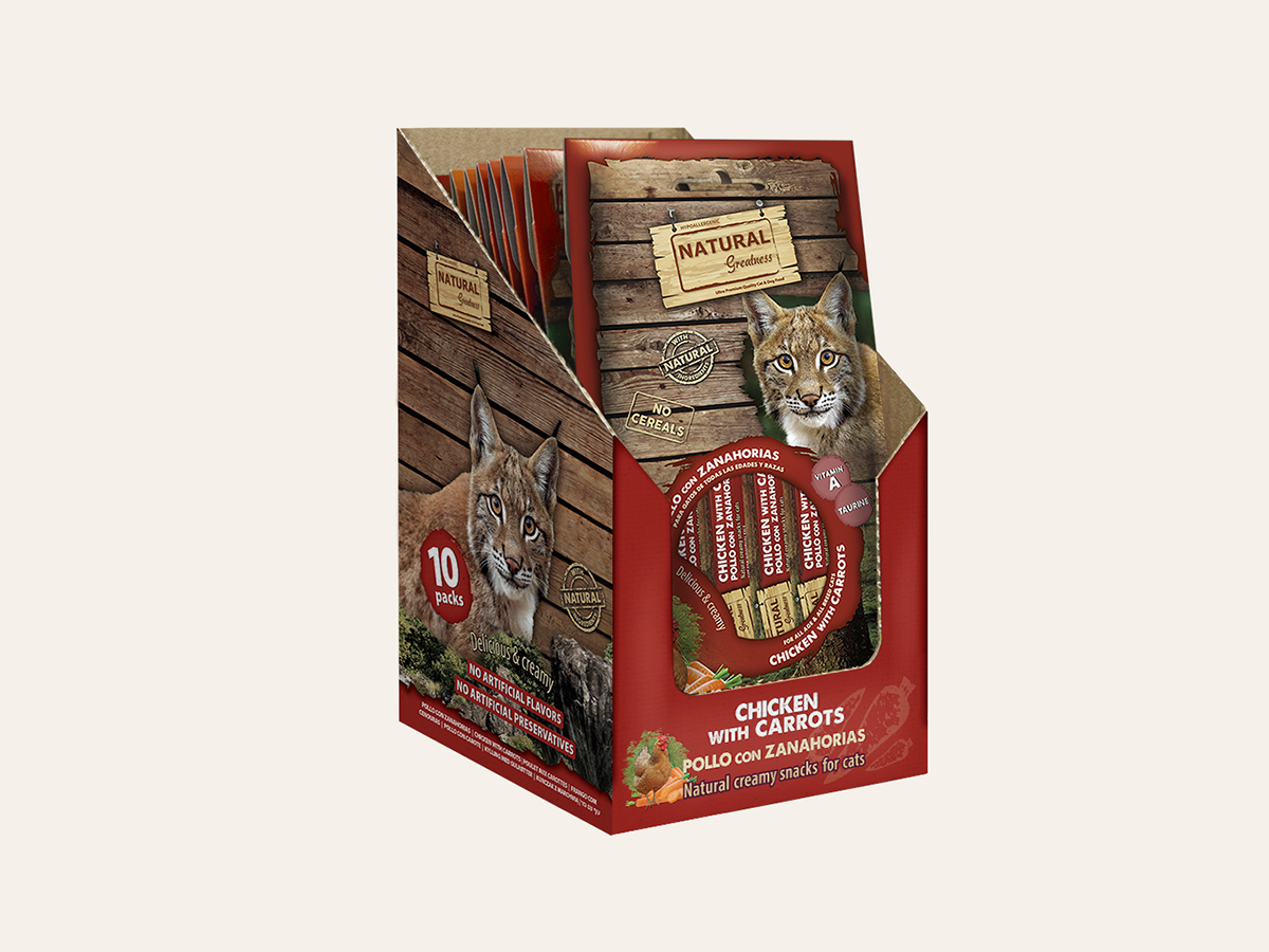 Snack/Topper Complementario Cremoso de POLLO y ATÚN "SIN CEREALES + SALUD OCULAR & REFUERZO INMUNITARIO" para Gato cualquier edad