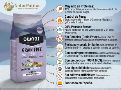 Pienso de Pescado, Pollo y Cerdo "SIN CEREALES + SALUD ARTICULAR & CONTROL DE PESO" para Gato Adulto/Senior Esterilizado
