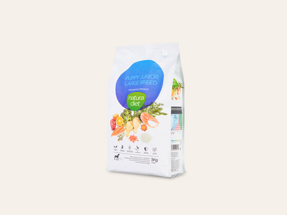 Pienso de Pollo y Salmón "CRECIMIENTO MUSCULAR & DESARROLLO CEREBRAL" para Perro Cachorro/Junior de tamaño Grande