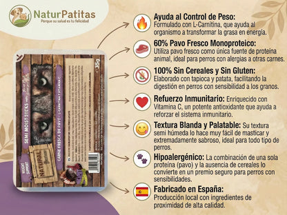 Snack semihúmedo de Pavo con L-Carnitina para Perro con sobrepeso