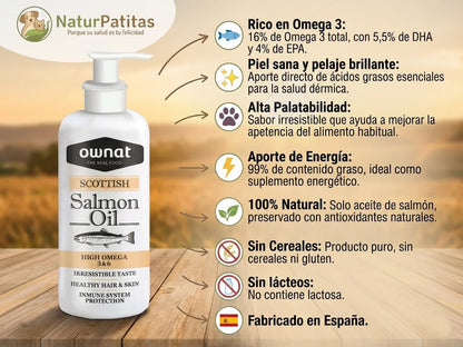 Suplemento de 100% Aceite de Salmón escocés para Perro y Gato rico en Omega 3