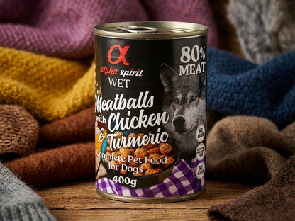 Lata de albóndigas de Pollo y Cerdo con Cúrcuma para Perro sin cereales