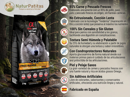 Pienso Semihúmedo Aves de Corral SIN CEREALES + DIGESTIÓN SUAVE y PIEL Y PELO para Perro Junior/Adulto/Senior (también Esterilizado) cualquier tamaño