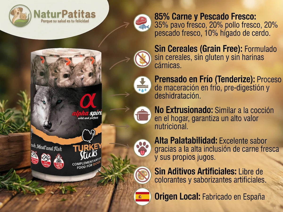 Barrita de snack natural de Pavo fresco y Pollo para Perro con 85% carne