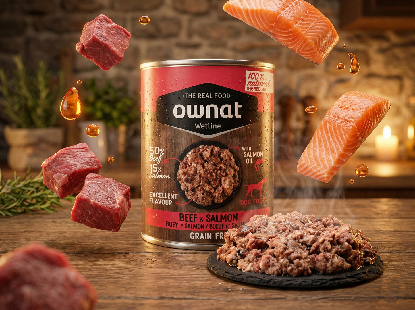 Paté Completo de Buey con Salmón "SIN CEREALES + ALTA DIGESTIBILIDAD & PIEL Y PELAJE" para Perro de cualquier edad y tamaño