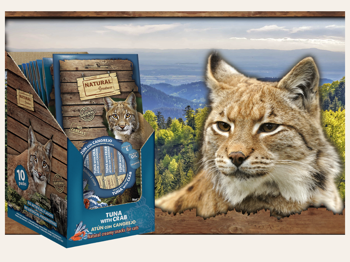 Snack/Topper Complementario Cremoso de ATÚN y CANGREJO "SIN CEREALES + PIEL SANA & REFUERZO INMUNITARIO" para Gato cualquier edad