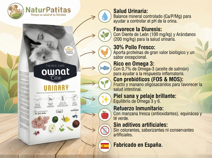 Pienso de pollo "BAJO EN CEREALES SIN GLUTEN + CUIDADO ESPECIAL URINARIO" para Gato Adulto/Senior