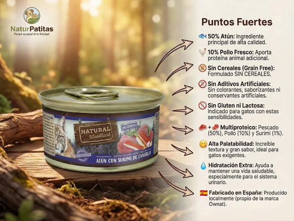 Paté Completo de Atún, Pollo y Surimi SIN CEREALES + CONTROL DE PESO e HIDRATACIÓN SUAVE para Gato Adulto/Senior (también Esterilizado)