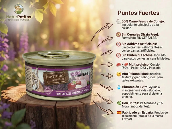 Paté Completo de Conejo Fresco y Pollo SIN CEREALES + CONTROL DE PESO y ANTIOXIDANTES NATURALES para Gato Adulto/Senior (también Esterilizado)