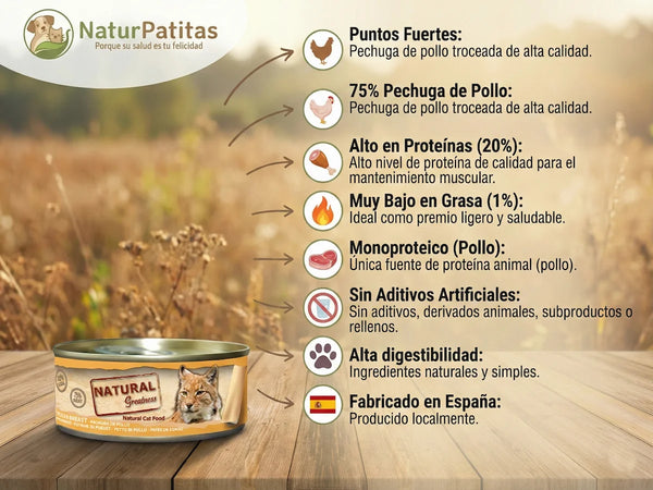 Topper Complementario de Pechuga de Pollo BAJO EN CEREALES SIN GLUTEN + CONTROL DE PESO y DIGESTIÓN SUAVE para Gato Adulto/Senior