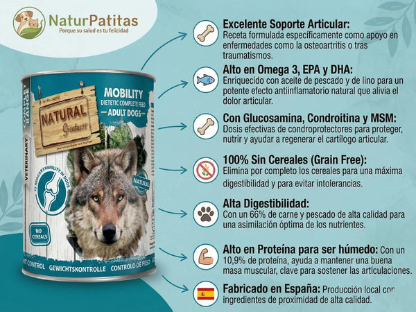 Paté Completo VETERINARIO SIN CEREALES + SALUD ARTICULAR y CARDIOVASCULAR para Perro Junior/Adulto cualquier tamaño