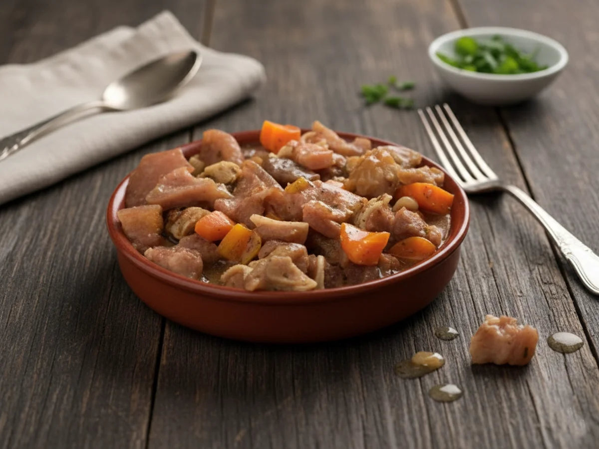 Comida húmeda estofada de 97% Oreja de Cerdo fresca para Perro rica en colágeno