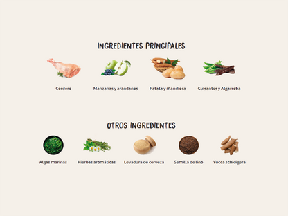 Pienso de Cordero, Cerdo y Pescado "SIN CEREALES + CUIDADO ARTICULAR & PIEL SANA" para Perro Cachorro/Junior tamaño Mini/Pequeño/Mediano