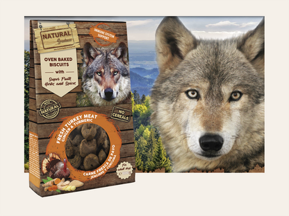 Snack Funcional Galletas Horneadas de Pavo, Jengibre y Cúrcuma "SIN CEREALES + INMUNITARIO & ANTIINFLAMATORIO" para Perro Adulto/Senior cualquier tamaño