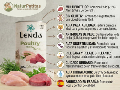Paté Completo de Pollo,Atún y Cerdo BAJO EN CEREALES SIN GLUTEN + HIDRATACIÓN ÓPTIMA y ANTI BOLAS DE PELO para Gato Gatito/Junior/Adulto (también Esterilizado)