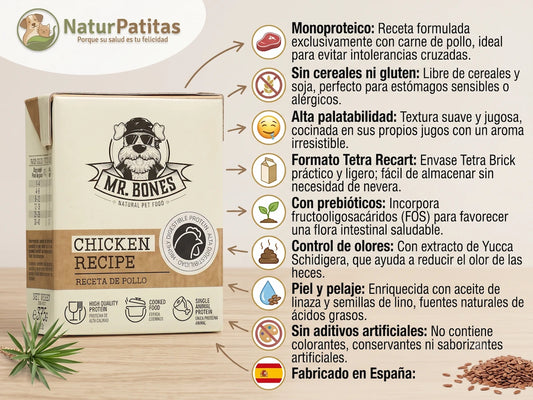 Comida Cocinada de Pollo SIN CEREALES + CUIDADO DIGESTIVO y CUIDADO DE LA PIEL para Perro de Todas las Etapas y Tamaños (también Esterilizados)