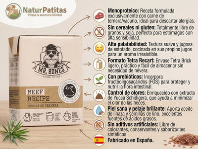 Comida Cocinada de Ternera SIN CEREALES + CUIDADO DIGESTIVO y CUIDADO DE LA PIEL para Perro de Todas las Etapas y Tamaños (también Esterilizados)