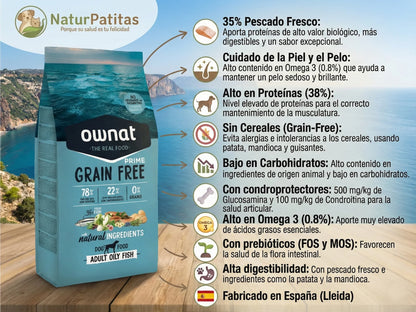 Pienso completo seco Ownat Prime Grain Free Adult Only Fish con alto contenido en proteínas para perros adultos