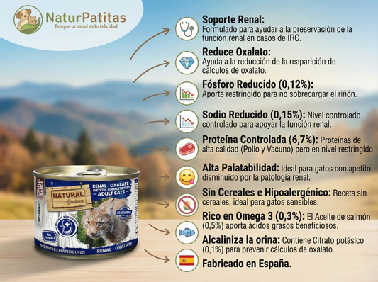 Paté " VETERINARIO SIN CEREALES + SOPORTE RENAL & PREVENCIÓN OXALATO" para Gato Adulto/Senior y Esterilizado