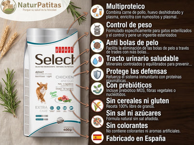 Pienso Seco de Pollo y Huevo SIN CEREALES + CONTROL DE PESO y CUIDADO URINARIO para Gato Adulto/Senior (Esterilizados)