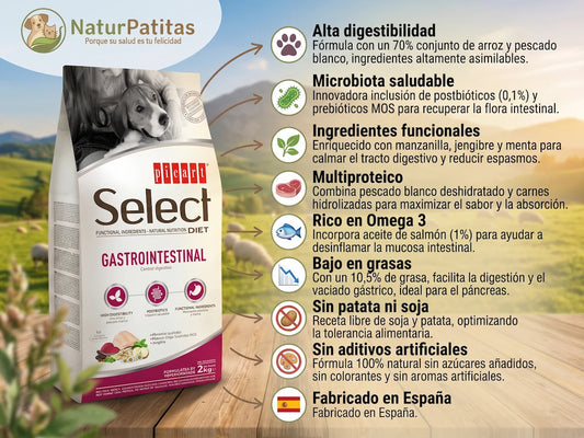 Pienso Veterinario de Pescado Blanco y Arroz CON CEREALES + ALTA DIGESTIBILIDAD y CUIDADO GASTROINTESTINAL para Perro Adulto/Senior Tamaño Mediano (también Esterilizados)
