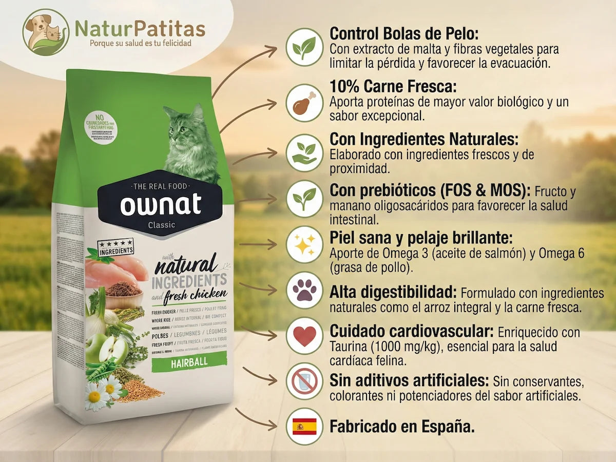 Pienso para el control de bolas de pelo de Pollo fresco y Malta para Gato