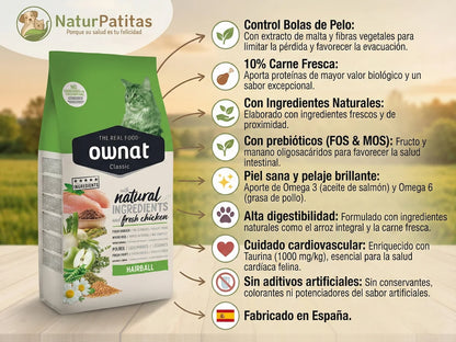 Pienso para el control de bolas de pelo de Pollo fresco y Malta para Gato