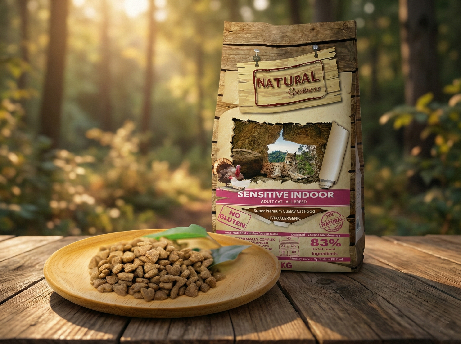 Pienso natural con 40% Pollo fresco y malta para Gato de interior y esterilizado