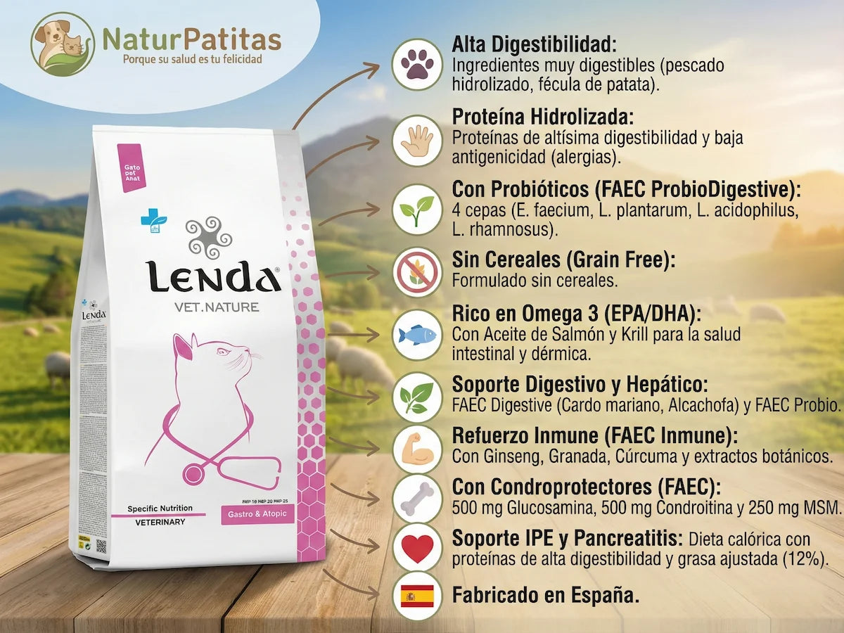 Pienso VETERINARIO SIN CEREALES + SOPORTE DIGESTIVO y ARTICULAR para Gato Adulto/Senior (también Esterilizado)