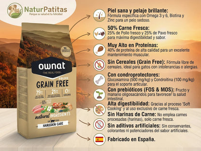 Pienso sin cereales de 50% Pollo y Pavo fresco para Gato para cuidado de piel y pelo