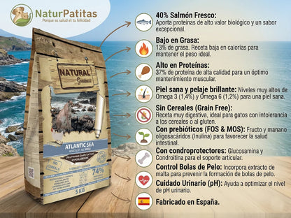 Pienso con 40% Salmón fresco y Pollo para Gato adulto y esterilizado sin cereales